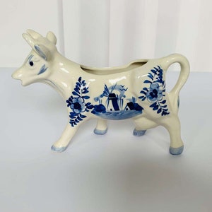 Delft Blue Ceramic Cow Creamer, Milk Jug, Holland House, Hand Painted Dutch Cow, Kitchen Decor, Kitchen Ware