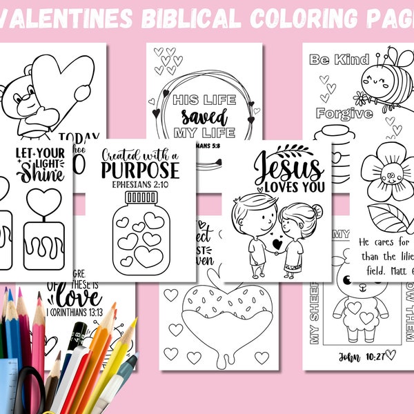 Valentine's Day Coloring Page, Digital, Bible, God's love, Gifts, Friendships Activity, Christian