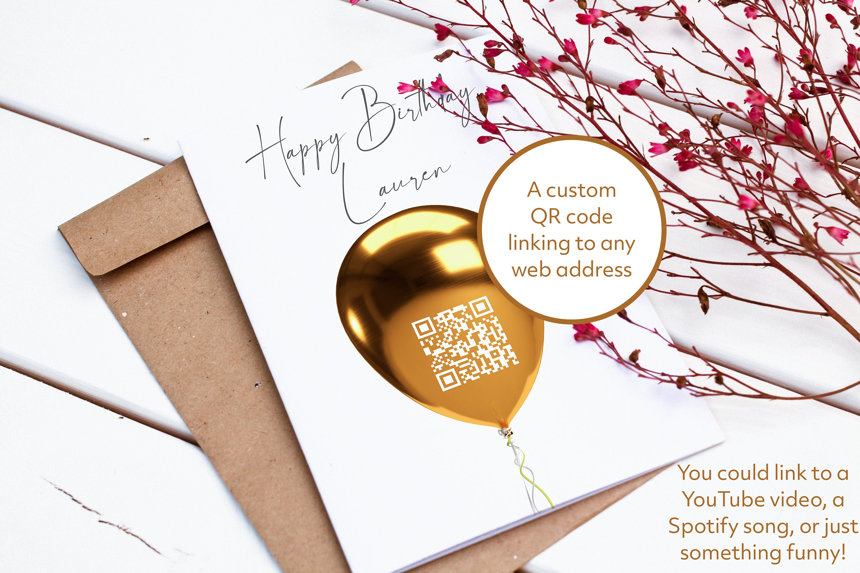 Personalised Birthday Card With QR Code | Surprise Link to Any URL - Etsy