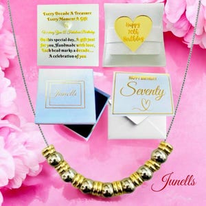 Juego de regalo para el 70.º cumpleaños de mujer, regalo de lujo para ella por su 70.º cumpleaños, collar de plata esterlina para el 70.º cumpleaños, para mamá, abuela, hermana y amiga.