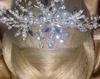 Bruiden diamanten haarbloemclip CADEAU INBEGREPEN zilveren Kristallen bruiloftclip strass bruidshaarclip bruiden mooie bloemclip