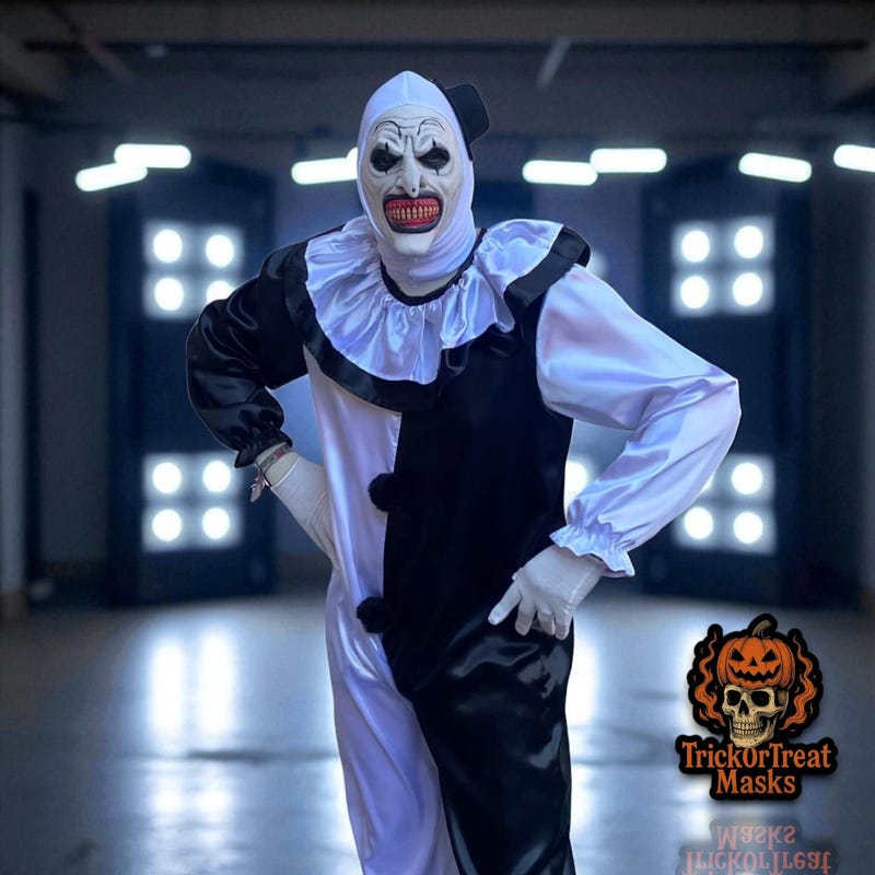 Sinister Pierrot Costume Adult Black White