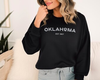 Oklahoma Sweatshirt, OKC Travel Gift, Game Day Apparel for Women, College Student University Gifts, Cute Okie Home State Football Pullover