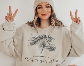 Proud Equestrian Sweatshirt, Horseback Rider Gift, Horse Lover Apparel, Minimalist Horse Art Sweater, Equestrian Shirt For Christmas