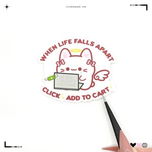 Add to Cart - Kawaii White Bunny - Waterproof Vinyl Sticker