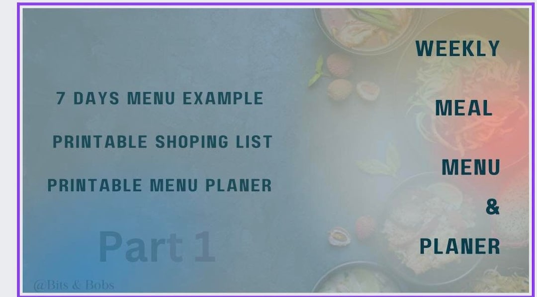 7 Days MENU EXAMPLE Digital Printable 4 Meals Each Day - Etsy
