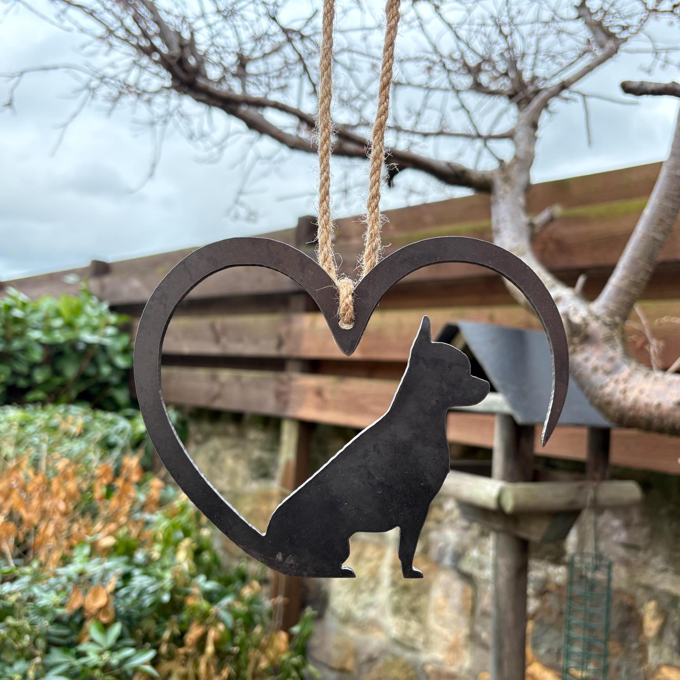 Metal Chihuahua Love Heart | Unique Dog Decor, Garden Art, Housewarming gift, Animal Lover gift, Pet Memorial, Hanging Ornament