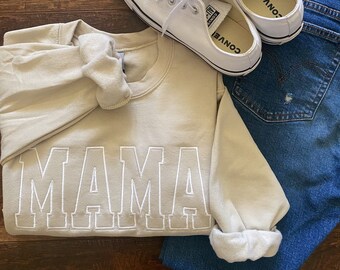 MAMA Broderad Rundkragetröja