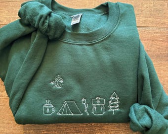 Camping Broderad Rundkragetröja