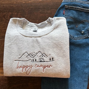 Happy Camper Embroidered Crewneck Sweatshirt