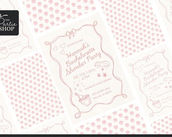 Slumber Party Bachelorette Invitation | Editable Template (Digital Download)