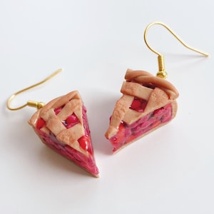Handmade Cherry Pie Earrings – Polymer Clay Jewelry, Cute Food-Themed Accessories, Unique Baking Lover Gift