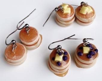 Handmade Pancake Earrings: Polymer Clay Breakfast Jewelry