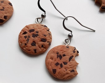 Handmade Chocolate Chip Cookie Earrings: Polymer Clay Dessert Jewelry