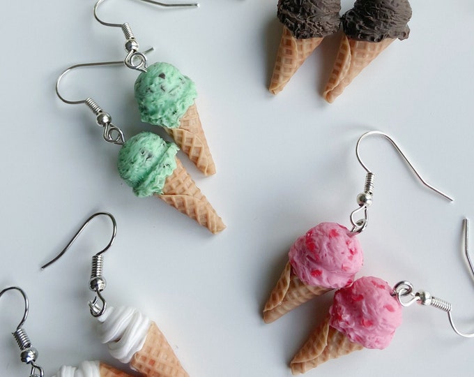 Handmade Ice Cream Earrings: Polymer Clay Food Jewelry