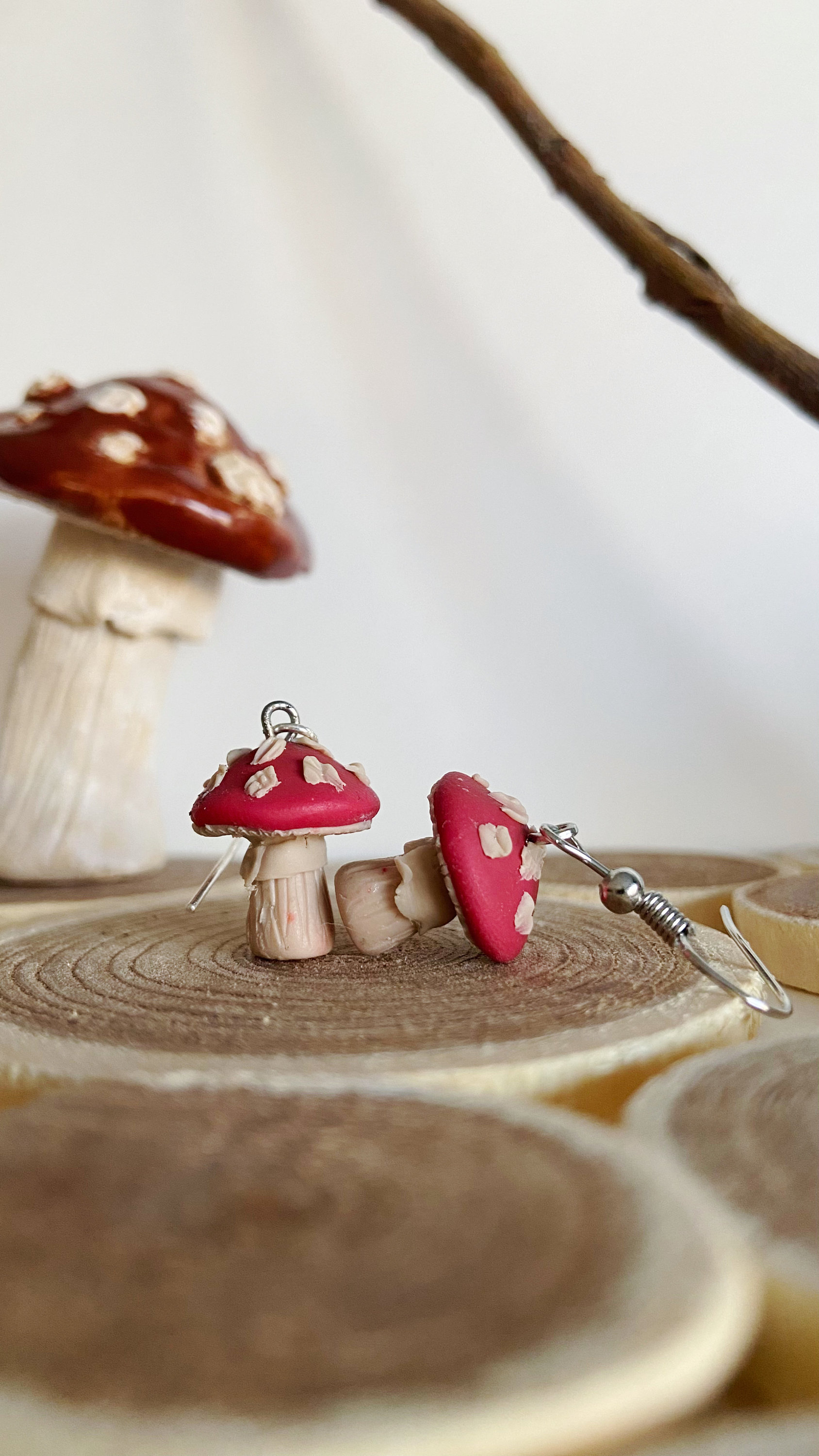 Handmade Mushroom Earrings: Polymer Clay Cottagecore Nature Jewelry
