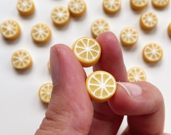 Handmade Lemon Slice Stud Earrings: Polymer Clay Citrus Jewelry
