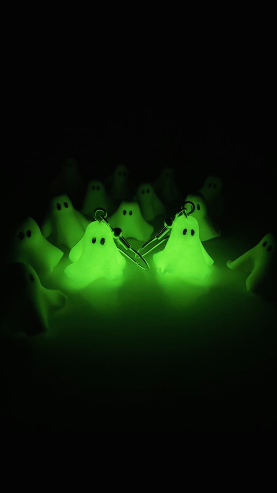 Glow-in-the-Dark Ghost Earrings: Handmade Polymer Clay Spooky Halloween Jewelry