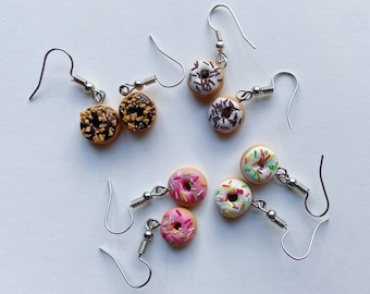 Handmade Donut Earrings: Polymer Clay Dessert Jewelry