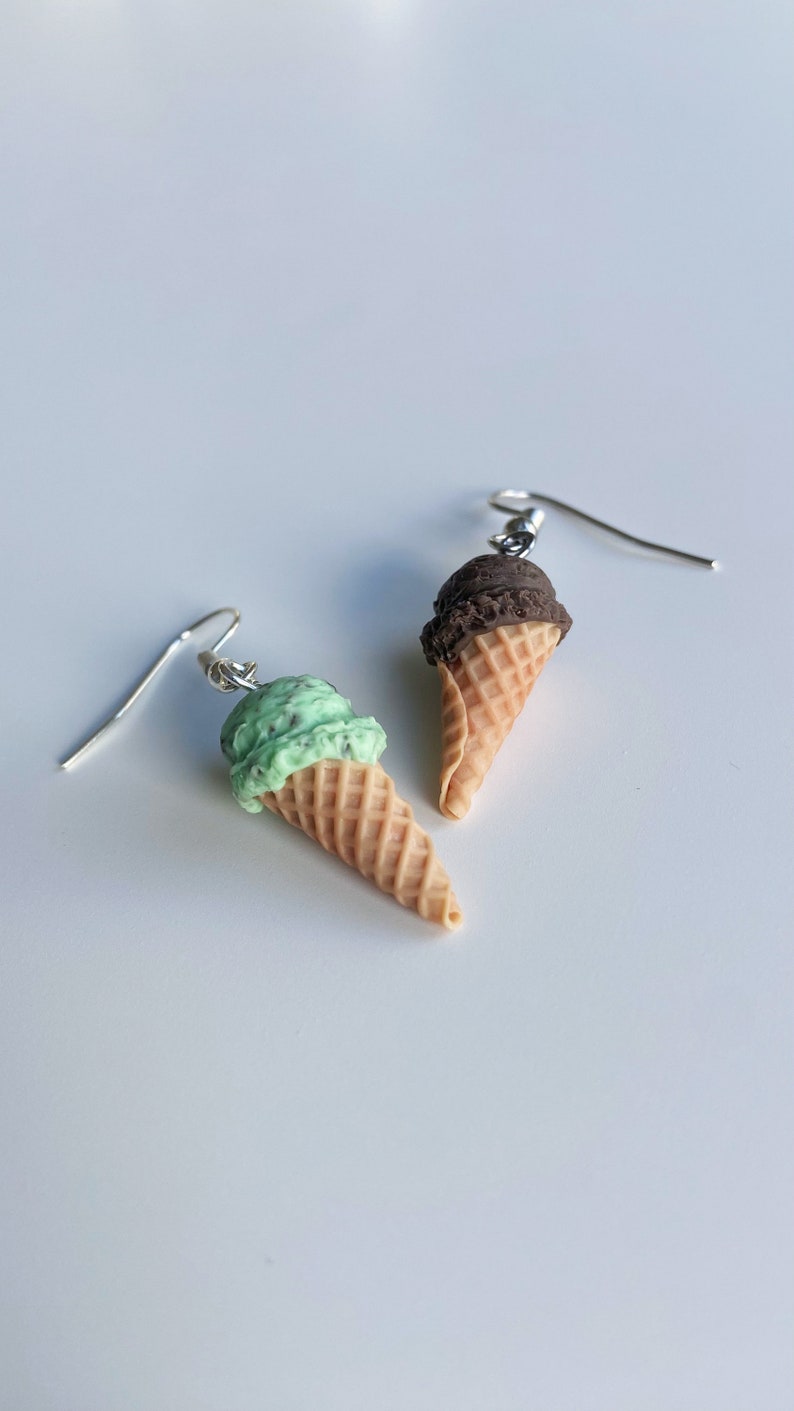 Mix and match chocolate and mint chocolate chip ice cream earrings.