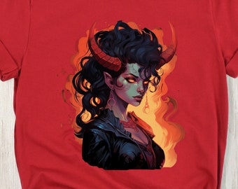 Femme tieffelin sorcier sorcier voyou druide moine personnage du D&D tshirt chemise D&D donjons et dragons vêtements cadeau joueur D et D