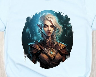 Female Elf Cleric Half-Elf Gnome Fighter Druid Rogue Ranger DnD Character Tshirt D&D Shirt Dungeons and Dragons Clothing D and D Player Gift