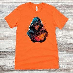 Male Human Rogue Half-Elf Halfling Wizard Ranger Warlock DnD Character Tshirt D&D Shirt Dungeons and Dragons Clothing D and D Player Gift Orange