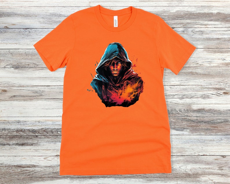 Male Human Rogue Half-Elf Halfling Wizard Ranger Warlock DnD Character Tshirt D&D Shirt Dungeons and Dragons Clothing D and D Player Gift Orange
