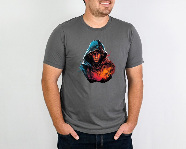 Male Human Rogue Half-Elf Halfling Wizard Ranger Warlock DnD Character Tshirt D&D Shirt Dungeons and Dragons Clothing D and D Player Gift Asphalt