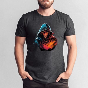 Male Human Rogue Half-Elf Halfling Wizard Ranger Warlock DnD Character Tshirt D&D Shirt Dungeons and Dragons Clothing D and D Player Gift Dark Grey Heather