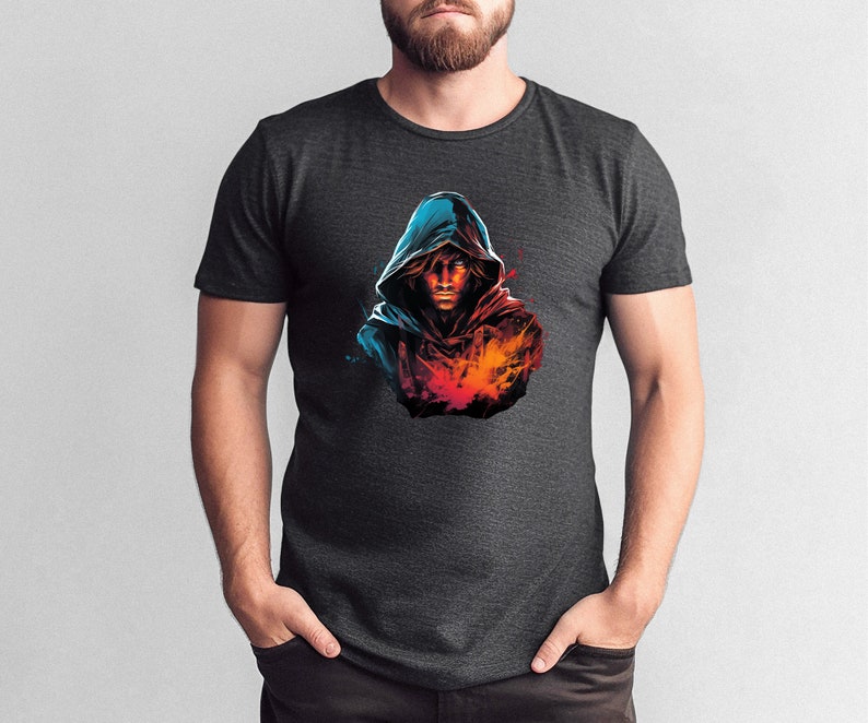 Male Human Rogue Half-Elf Halfling Wizard Ranger Warlock DnD Character Tshirt D&D Shirt Dungeons and Dragons Clothing D and D Player Gift Dark Grey Heather