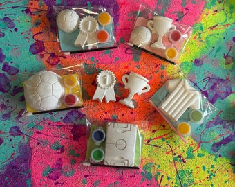 Football plaster paint kits Party Favour, party bag filler, football party craft activity.