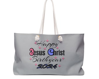 Weekender Bag, Women Gray bag, New year gift, Christian gift, Inspirational gift, Christmas gift, Religious gift,