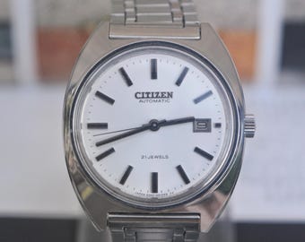 Reloj automático Citizen vintage de los años 70 con fecha para hombre, Japón, con pulsera original.