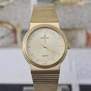 Vintage 90's Men's Junghans Quartz Midsize Gold plated Watch Swiss Movt