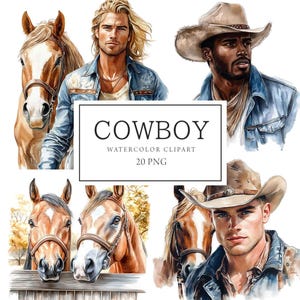 Aquarelle clipart cow-boy, clipart rodéo, pays des cliparts, clipart Western, ranch de chevaux, usage commercial, grange, ferme, équitation Png