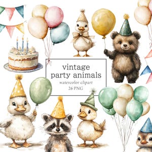 Clipart fêtards, clipart animaux de safari, anniversaire de animaux mignons, animaux de la jungle du zoo, stickers animaux mignons