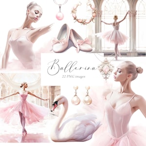 Clipart ballerina rosa, ballerina Png, clipart balletto, clipart lago dei cigni, clipart danza, rosa cipria, acquerello ballerina, uso commerciale