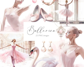 Pink Ballerina Clipart, Ballerina Png, Ballet Clipart, Swan Lake Clipart, Dancing Clipart, Blush Pink, Ballerina Watercolor, Commercial Use
