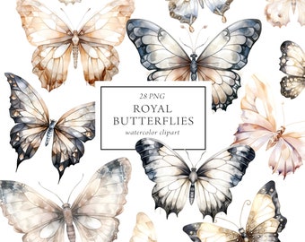 Mariposa Clipart Png, Acuarela, Mariposas Neutrales Clipart, Pegatinas De Planificador, Invitación De Mariposa, Scrapbooking, Gráficos De Mariposa