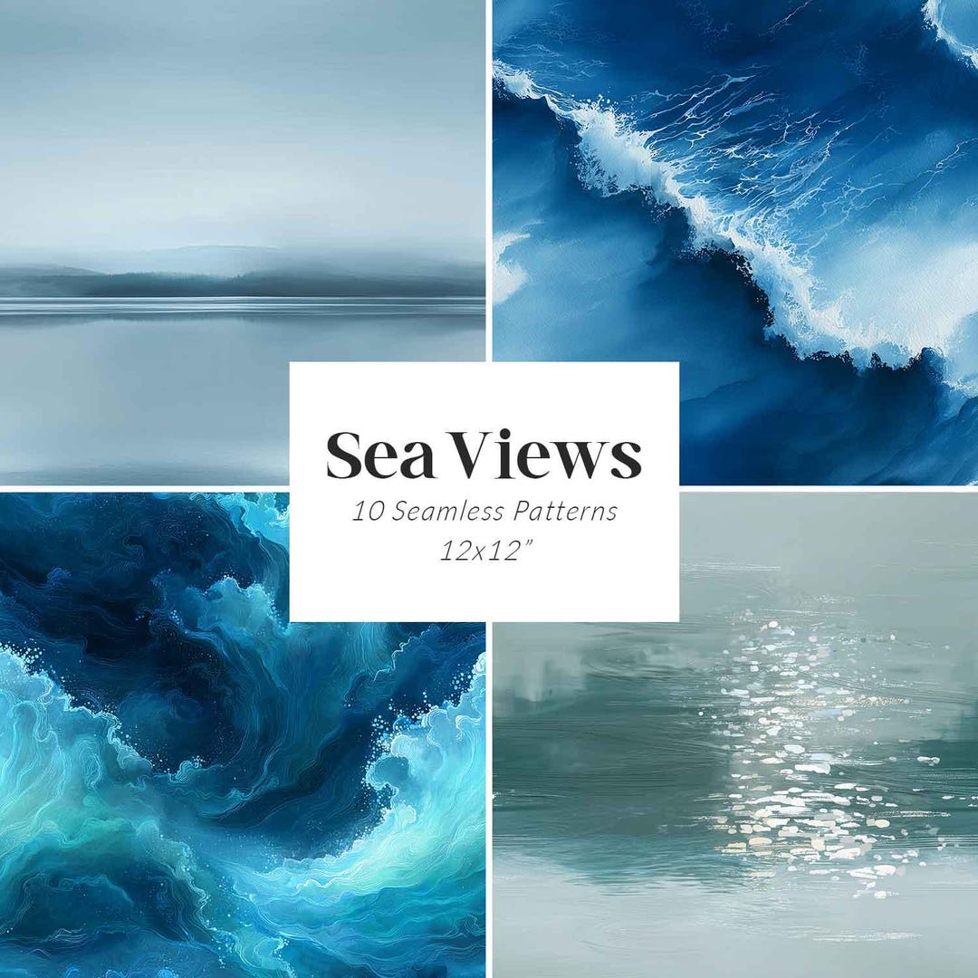 Beach Seamless Patterns, Ocean Digital Papers, Beach Backgrounds, Sea ...