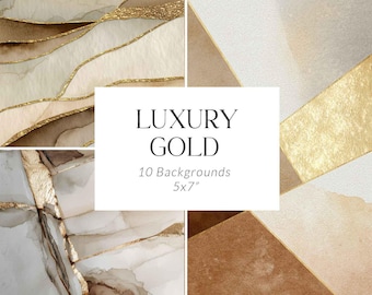 Gold Digital Papers, Abstract Gold Backgrounds, Luxury Gold Watercolor Textures, Beige and Gold, Abstract Digital Paper Pack