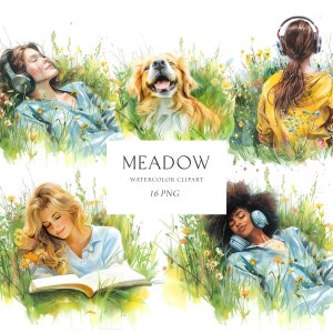 Imágenes Prediseñadas de niñas de primavera, acuarela de imágenes prediseñadas de primavera, imágenes prediseñadas de niñas y flores silvestres, prado de primavera, imágenes prediseñadas de animales de primavera, paisaje de primavera Png