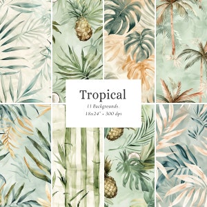 Papiers numériques tropicaux, motifs tropicaux, motifs safari, arrière-plans de feuilles de palmier, tissu tropical, conception textile tropicale