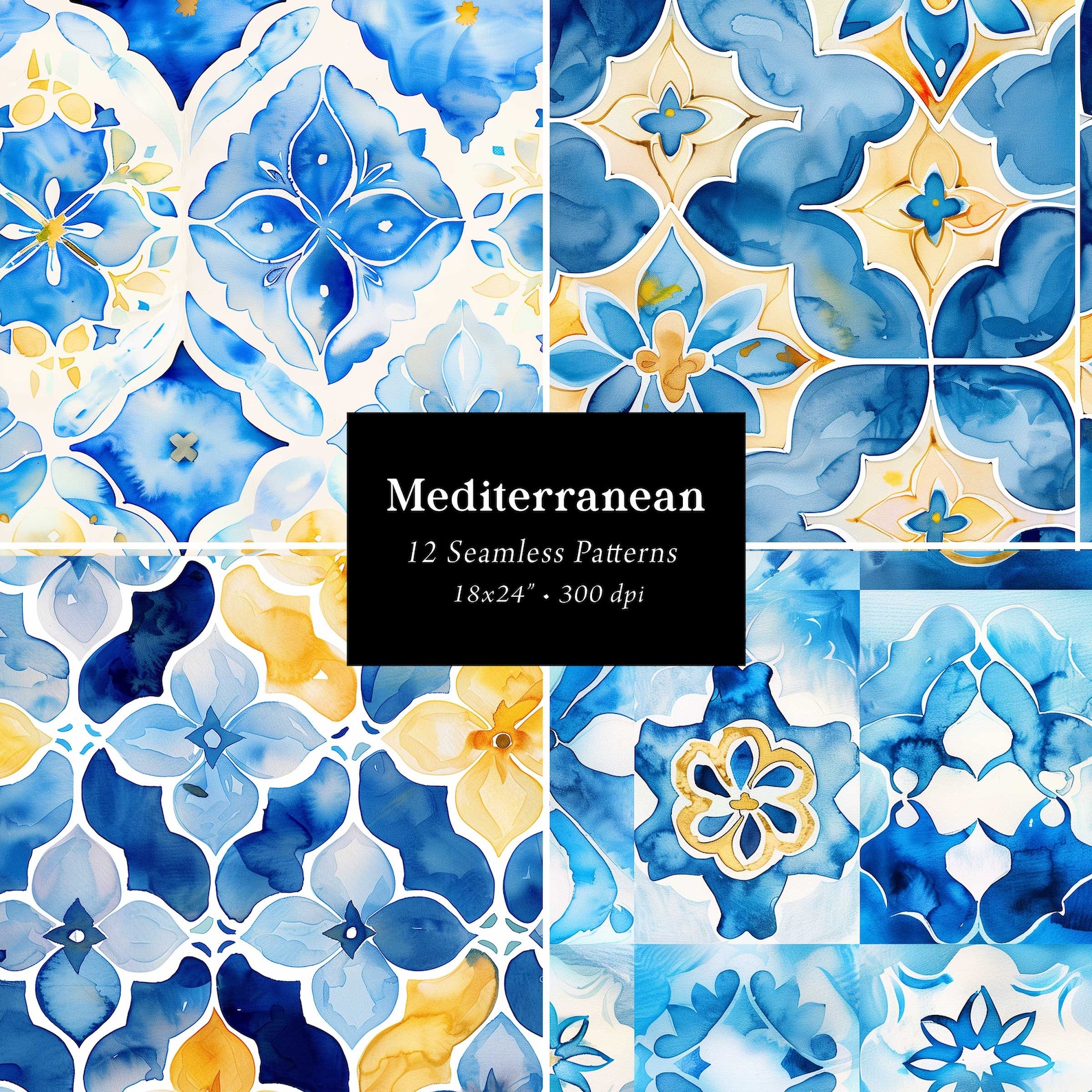 Mediterranean Seamless Patterns, Mediterranean Digital Papers, Lemon ...