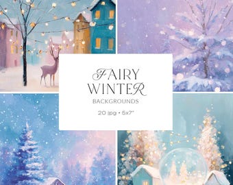 Winter Digital Papers, Christmas Scene Backgrounds, Christmas Papers, Winter Forest Papers, Commercial Use, Winter Stickers Wall Art