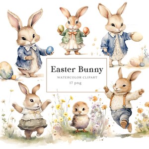 Easter Bunny Clipart, Easter Clipart Watercolor, Cute Easter Clipart, Kids Easter Clipart, Easter Sticker, Spring Clipart, Easter Invitation