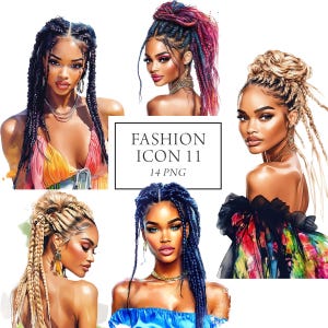 Clipart mode fille noire, mannequins noirs, clipart femmes noires élégantes, filles afro-américaines, fille noire patron chic élégant Png, F1