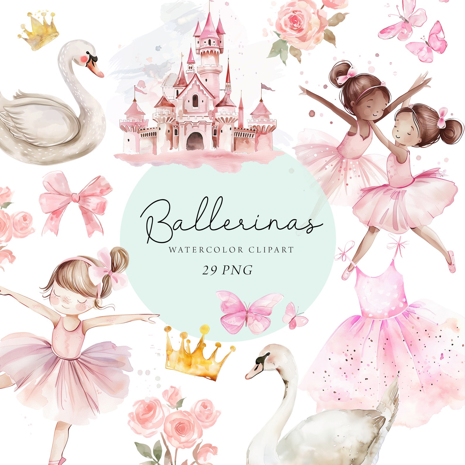 Ballerinas Clipart, Pink Ballerina Png, Cute Ballet Clipart, Swan Lake ...