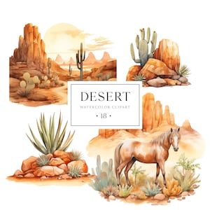 Wüste Clipart Aquarell, Wüstenlandschaft, Kaktus Clipart, Land Clipart, Western Clipart, Schlucht Clipart, Cowboy Südwest Clipart